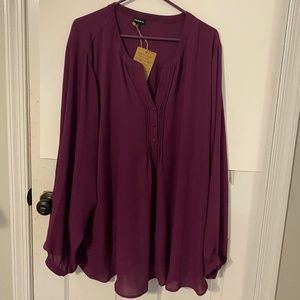 Torrid Plum Georgette Pullover Tunic with 3/4 Sleeves